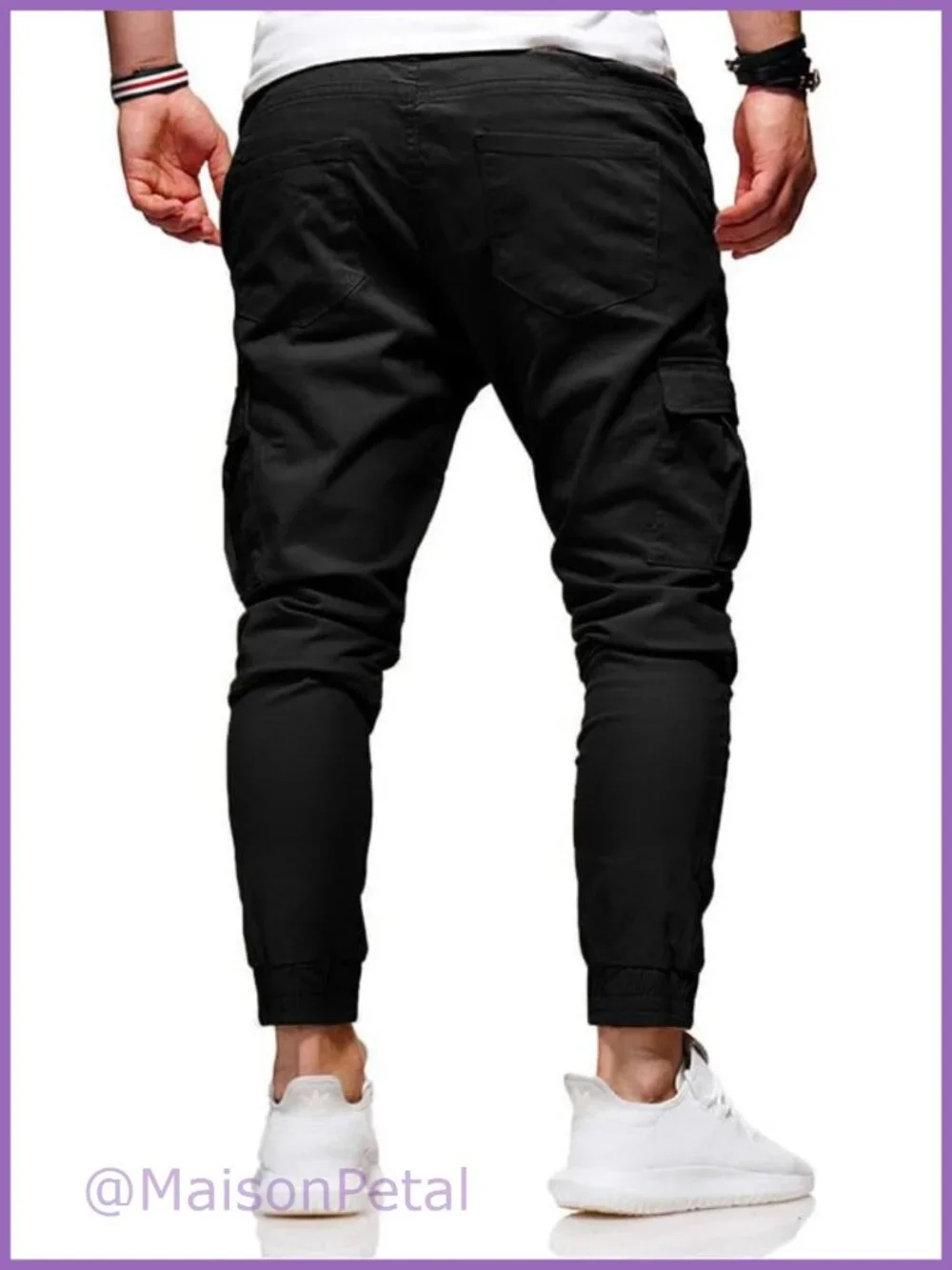 Mens Cotton Chino Cargo Pants Drawstring Outdoor Hiking Casual Tapered